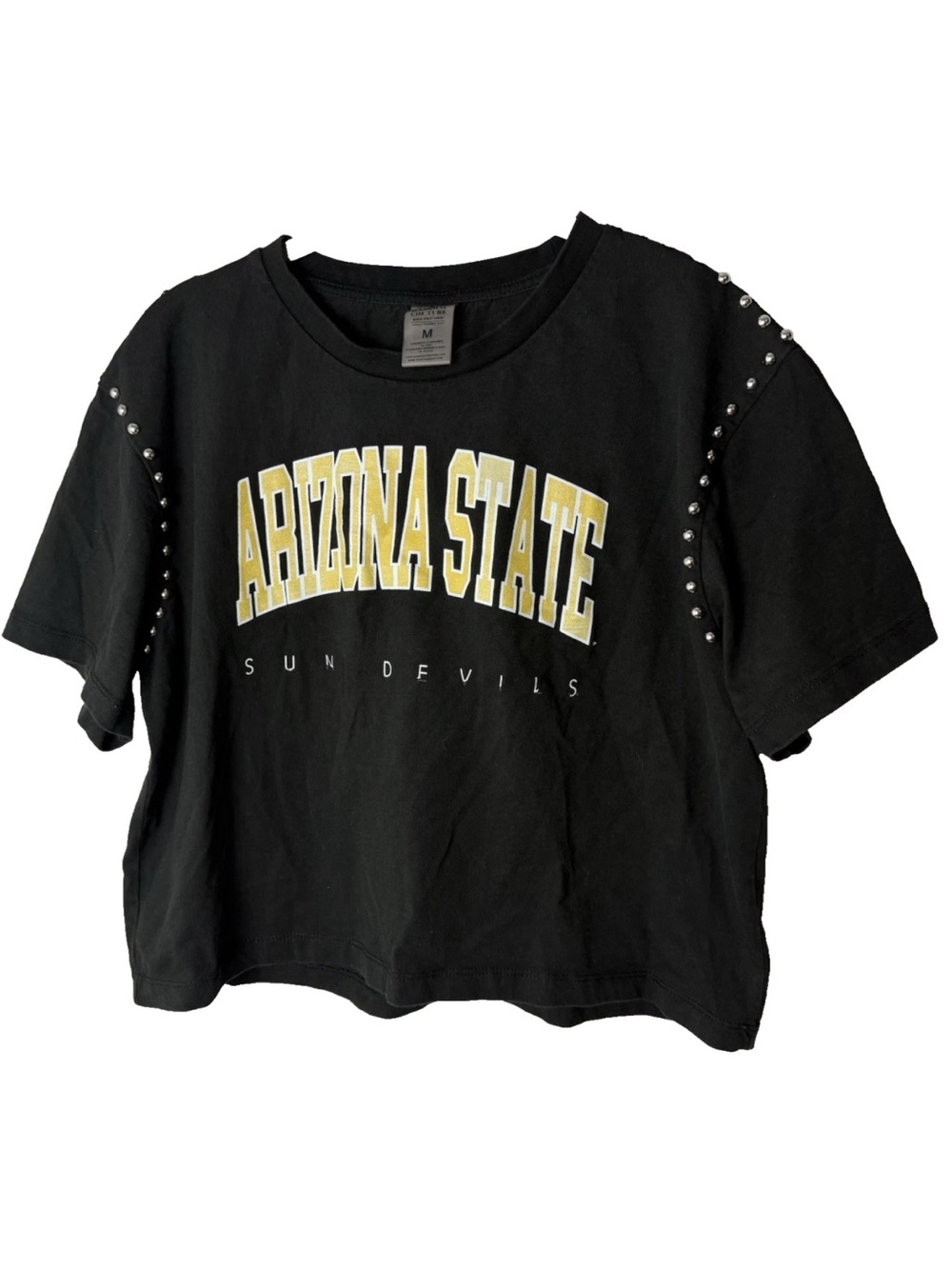 Arizona State Sun Devils Crop T-Shirt Size Medium Studded Cotton Short Sleeves